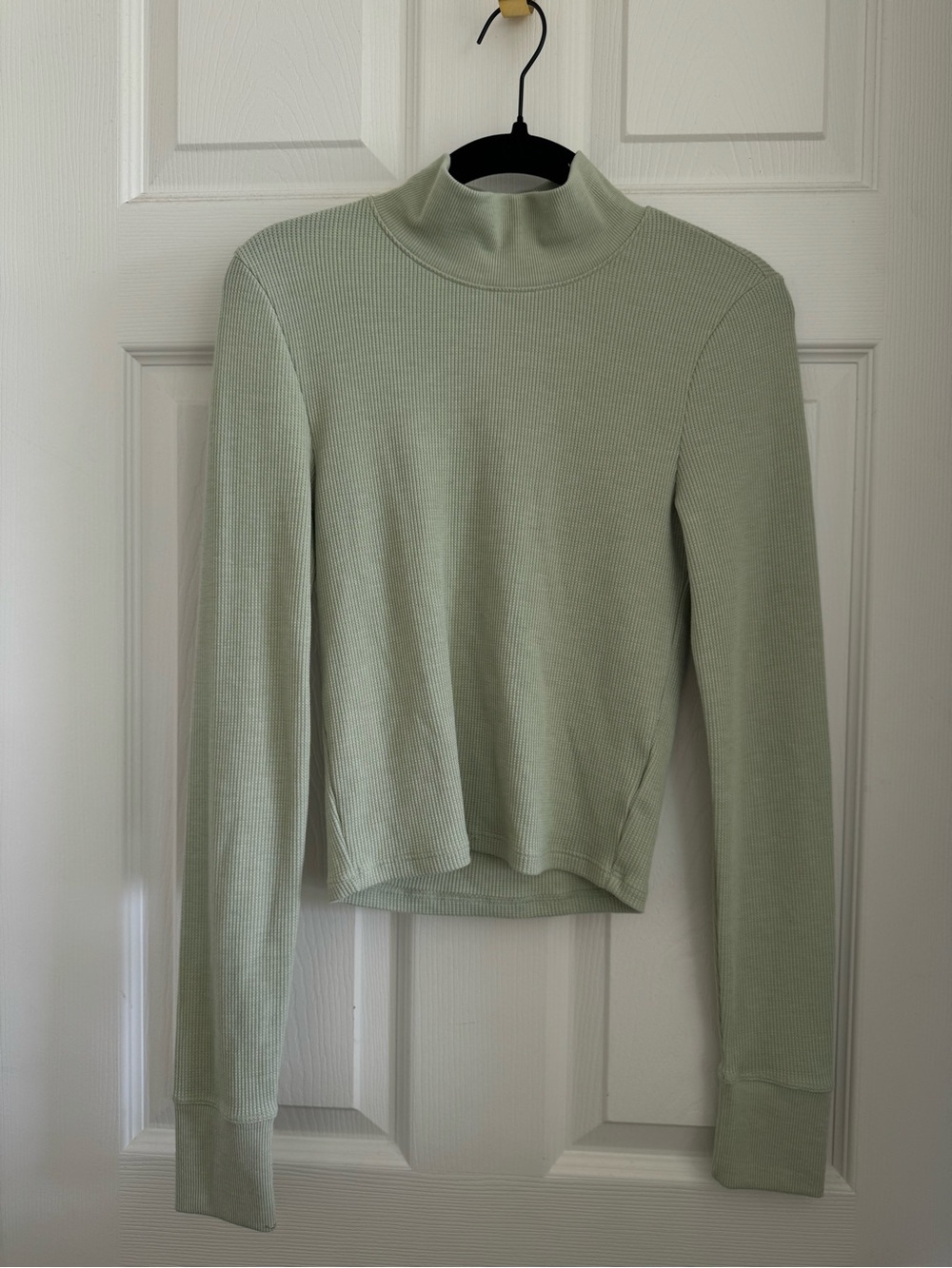 American Eagle Outfitters Light Sage Ribbed Mock Neck Long Sleeve Top